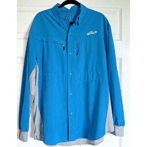 Loco Skailz Mens XL Performance Fishing Shirt Blue Grey Long Sleeve‎ Ventilated